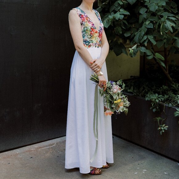 Dresses & Skirts - Colorful Floral Lace Wedding Dress -- Excellent Condition!